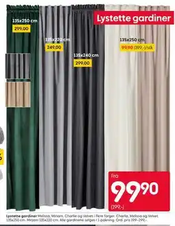Rusta Lystette gardiner tilbud
