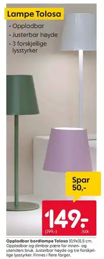 Rusta Oppladbar bordlampe Tolosa tilbud