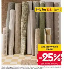 Rusta Alle glattvevde tepper tilbud