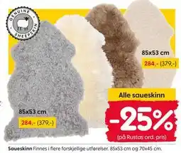 Rusta Alle saueskinn tilbud
