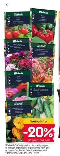 Rusta Weibull-frø tilbud