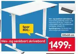 Rusta Hev- og senkbart skrivebord tilbud