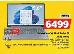 POWER Lenovo IdeaPad Slim 3 Bærbar PC tilbud