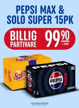 Rema 1000 PEPSI MAX/SOLO SUPER 15PK tilbud