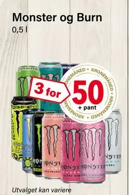 Nærbutikken Monster og Burn tilbud