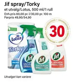 Nærbutikken Jif spray/Torky tilbud