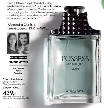 Oriflame Possess Absolute Man Eau de Parfum tilbud