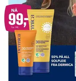 Apotek 1 50% på all solpleie fra Dermica tilbud