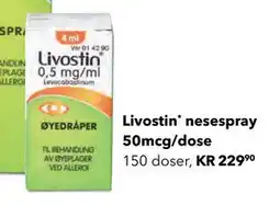 Apotek 1 Livostin nesespray 50mcg/dose tilbud