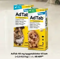 Apotek 1 AdTab 48 mg tyggetabletter til katt (2,0-8,0 kg) tilbud