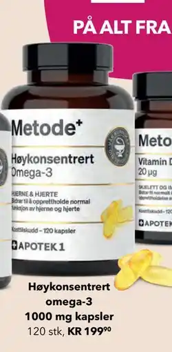 Apotek 1 Høykonsentrert omega-3 1000 mg kapsler tilbud