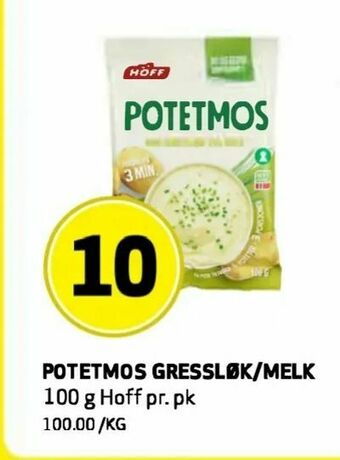 Bunnpris Potetmos gressløk/melk tilbud