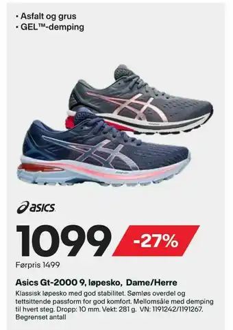 XXL Sport Asics Gt-2000 9, løpesko, Dame/Herre tilbud