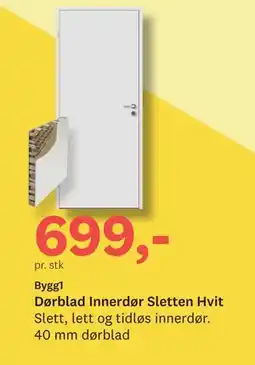 Bygger'n Dørblad Innerdør Sletten Hvit tilbud