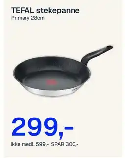 Jernia TEFAL stekepanne Primary 28cm tilbud