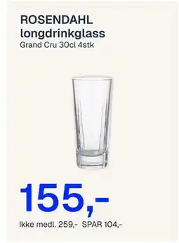 Jernia ROSENDAHL longdrinkglas tilbud