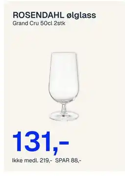Jernia ROSENDAHL ølglass tilbud