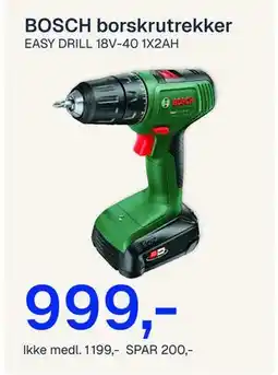 Jernia BOSCH borskrutrekker EASY DRILL 18V-40 1X2AH tilbud