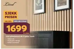 Megaflis Lind spileelement eik 11 spiler 13x40 tilbud