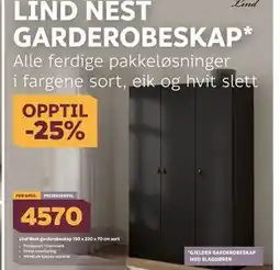 Megaflis Lind Nest garderobeskap 150 x 220 x 70 cm sort tilbud