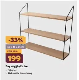 Megaflis Day vegghylle tre tilbud