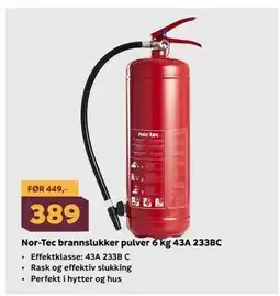 Megaflis Nor-Tec brannslukker pulver 6 kg 43A 233BC tilbud