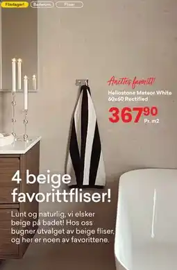 Right Price Tiles Heliostone Meteor White 60x60 Rectified tilbud