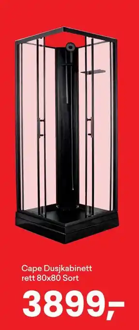 Cape Dusjkabinett rett 80x80 Sort