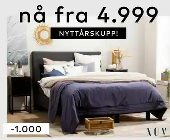 Skeidar XOV C1+ i Agge mørk grå, 5 cm overmadrass og sorte ben tilbud