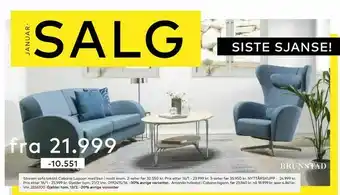 Skeidar Stream sofa tekstil Cabana Lagoon med ben i matt krom 2-seter tilbud