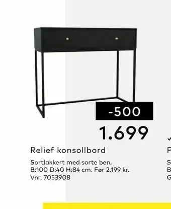 Skeidar Relief konsollbord tilbud