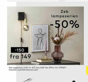 Skeidar Zeb vegglampe tilbud