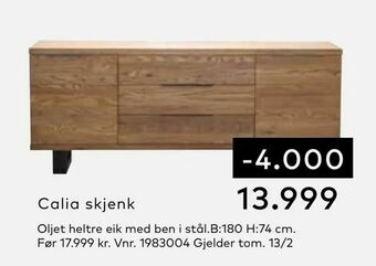 Skeidar Calia skjenk tilbud
