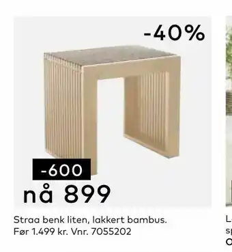 Skeidar Straa benk liten, lakkert bambus tilbud