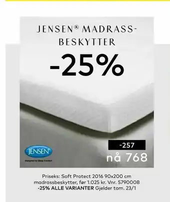 Skeidar Priseks: Soft Protect 2016 90x200 cm madrassbeskytter tilbud
