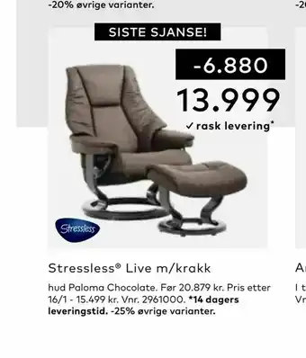 Skeidar Stressless® Live m/krakk tilbud