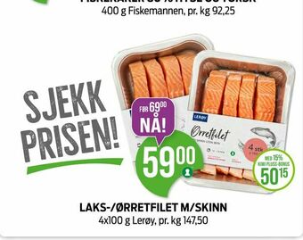 Kiwi Laks-/ørretfilet m/skinn tilbud