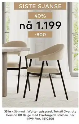 Skeidar Walter spisestol tilbud