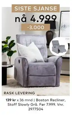 Skeidar Boston Recliner tilbud