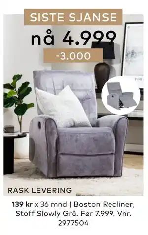 Skeidar Boston Recliner tilbud