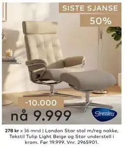 Skeidar London Star stol m/reg nakke tilbud