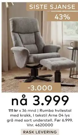 Skeidar Rumba hvilestol tilbud