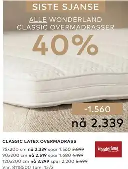 Skeidar CLASSIC LATEX OVERMADRASS tilbud