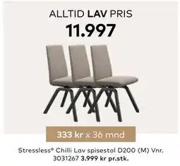 Skeidar Stressless Chilli Lav spisestol D200 (M) tilbud