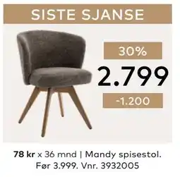 Skeidar Mandy spisestol tilbud