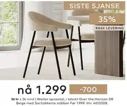 Skeidar Walter spisestol tilbud