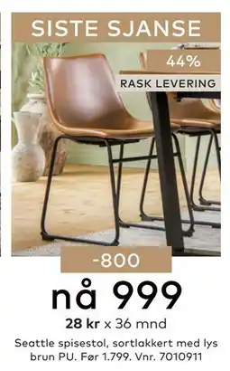 Skeidar Seattle spisestol tilbud