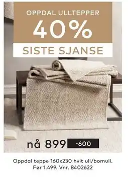 Skeidar Oppdal teppe tilbud