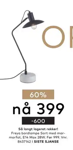 Skeidar Freya bordlampe tilbud