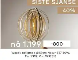 Skeidar Woody taklampe tilbud